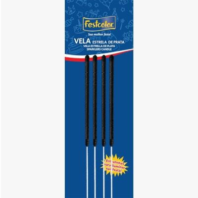 FESTCOLOR VELA PALITO ESTRELA PRATA