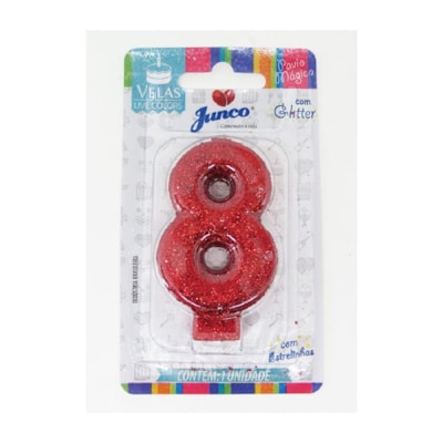 JUNCO VELA ANIV LIVE COLORS C/GLITER N.8 VERMELHO